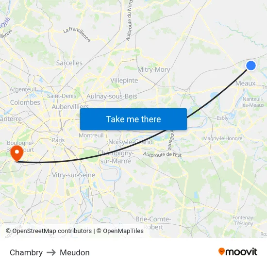 Chambry to Meudon map