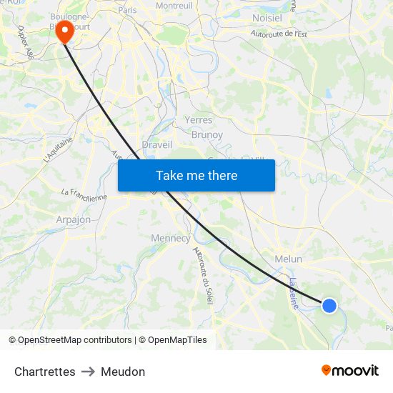 Chartrettes to Meudon map