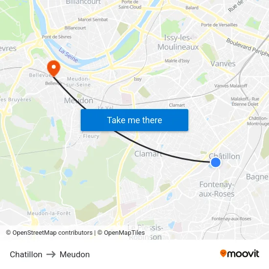 Chatillon to Meudon map