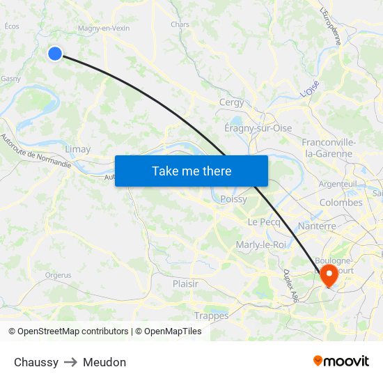 Chaussy to Meudon map