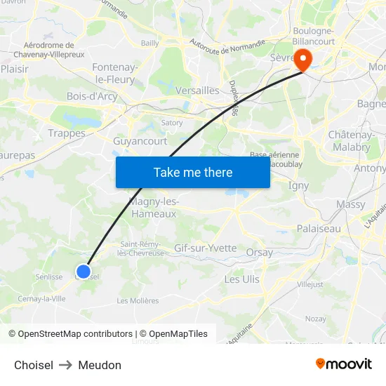 Choisel to Meudon map
