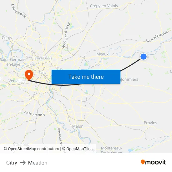 Citry to Meudon map