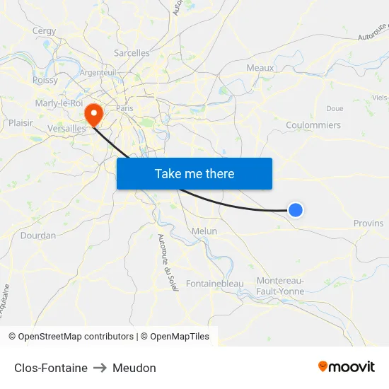 Clos-Fontaine to Meudon map