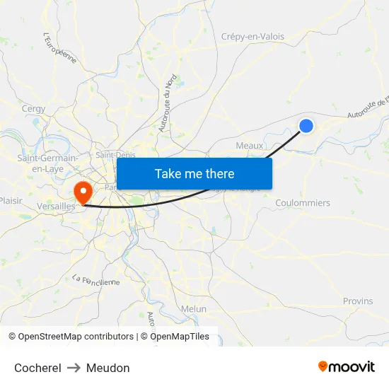 Cocherel to Meudon map