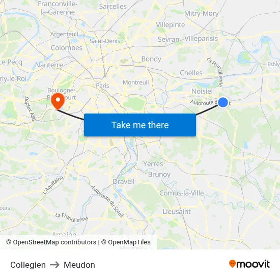 Collegien to Meudon map