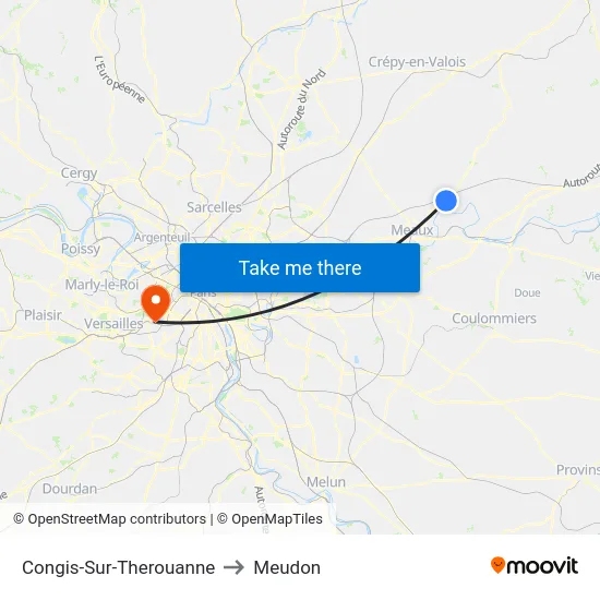 Congis-Sur-Therouanne to Meudon map