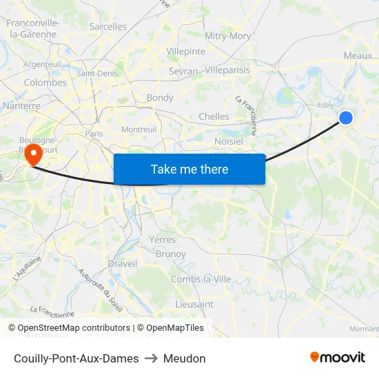 Couilly-Pont-Aux-Dames to Meudon map