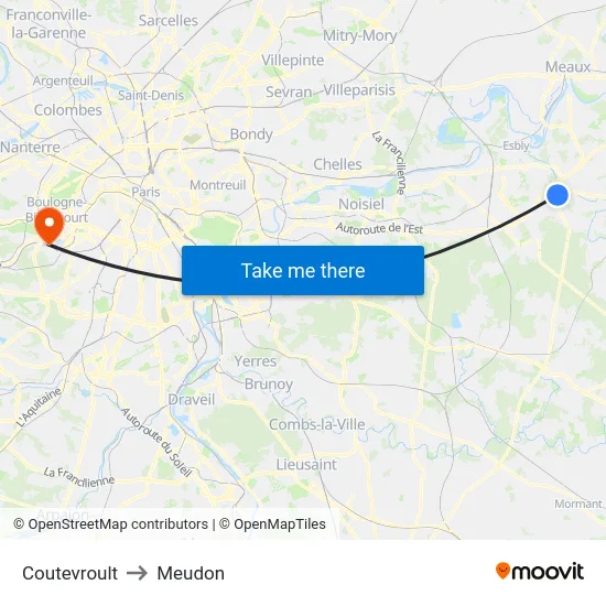 Coutevroult to Meudon map