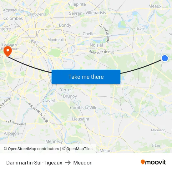 Dammartin-Sur-Tigeaux to Meudon map
