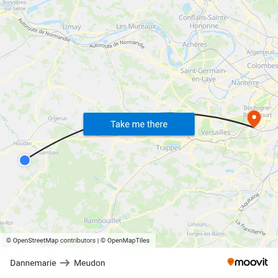 Dannemarie to Meudon map