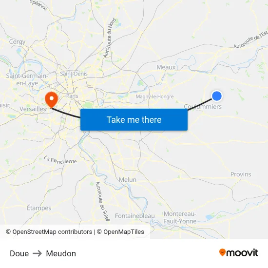 Doue to Meudon map