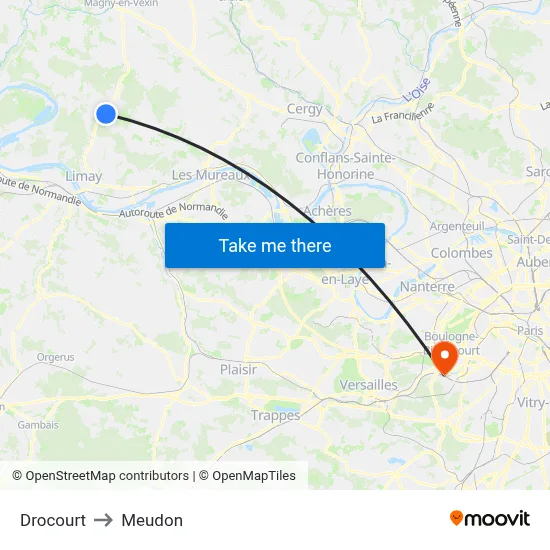 Drocourt to Meudon map
