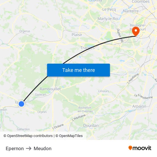 Epernon to Meudon map