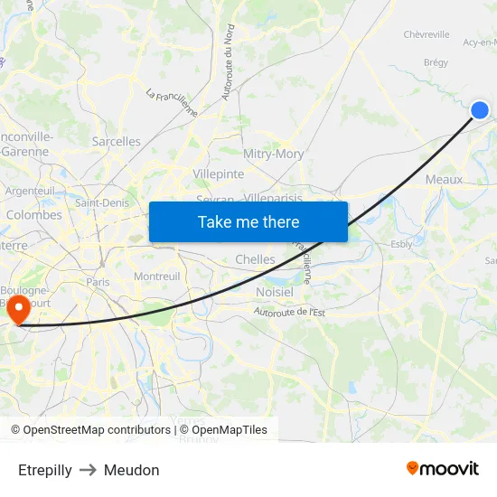 Etrepilly to Meudon map