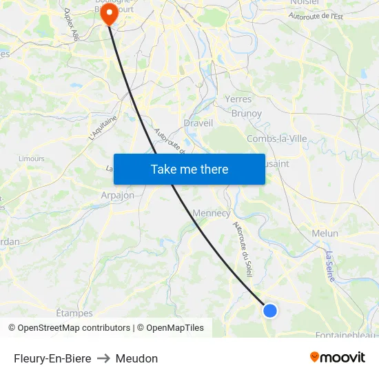 Fleury-En-Biere to Meudon map