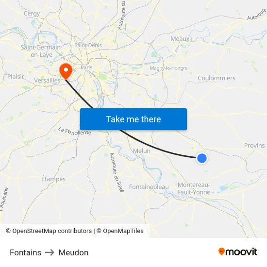 Fontains to Meudon map