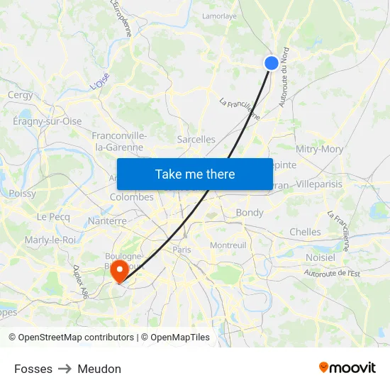 Fosses to Meudon map