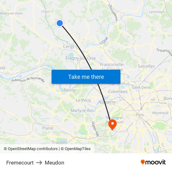Fremecourt to Meudon map