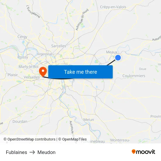 Fublaines to Meudon map
