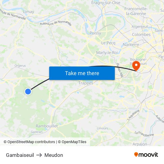 Gambaiseuil to Meudon map