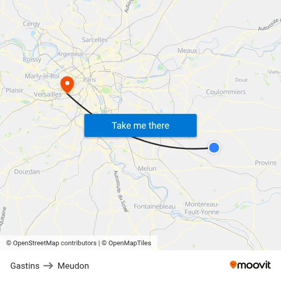 Gastins to Meudon map