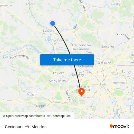 Genicourt to Meudon map