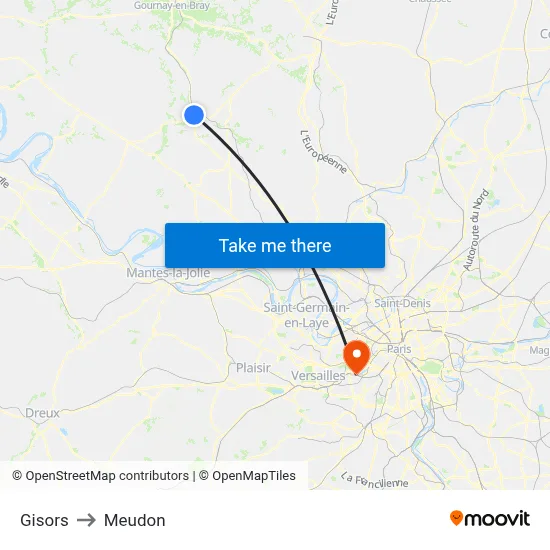 Gisors to Meudon map