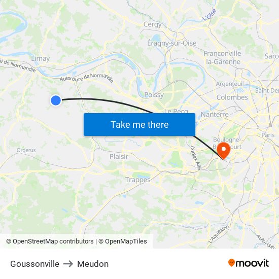 Goussonville to Meudon map