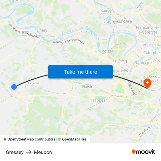 Gressey to Meudon map