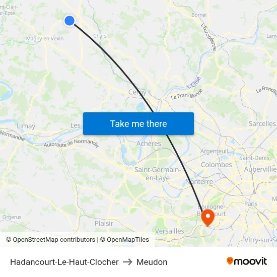 Hadancourt-Le-Haut-Clocher to Meudon map