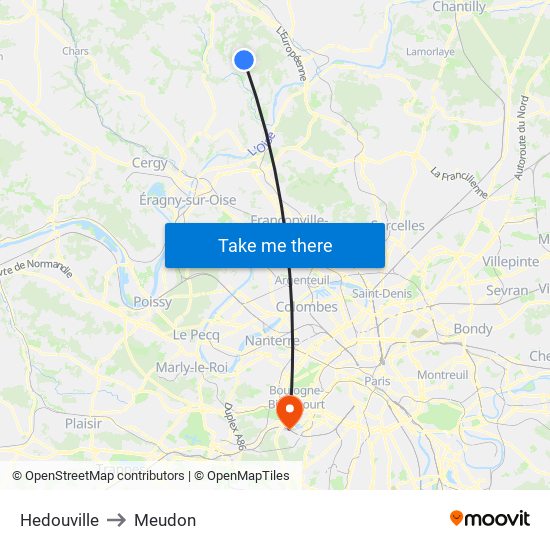 Hedouville to Meudon map