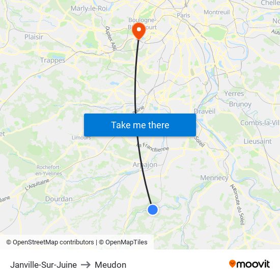 Janville-Sur-Juine to Meudon map