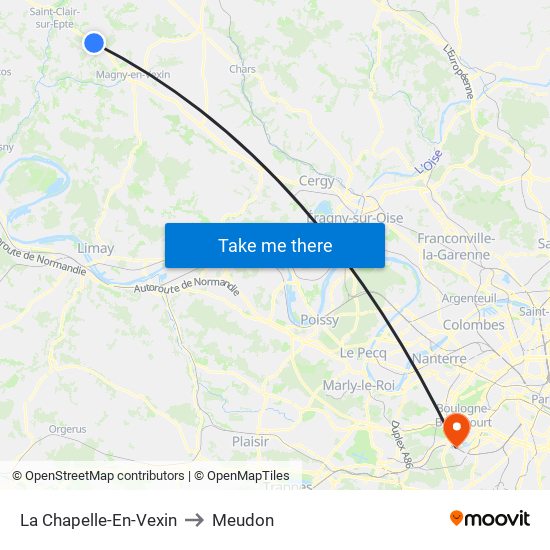 La Chapelle-En-Vexin to Meudon map
