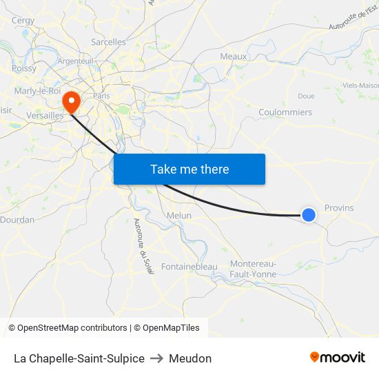 La Chapelle-Saint-Sulpice to Meudon map