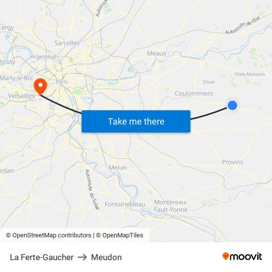 La Ferte-Gaucher to Meudon map