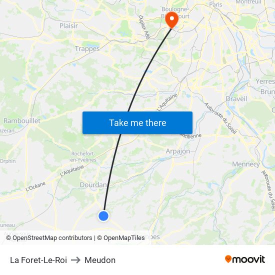 La Foret-Le-Roi to Meudon map