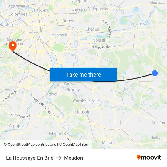 La Houssaye-En-Brie to Meudon map