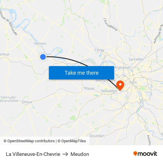 La Villeneuve-En-Chevrie to Meudon map