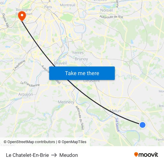 Le Chatelet-En-Brie to Meudon map