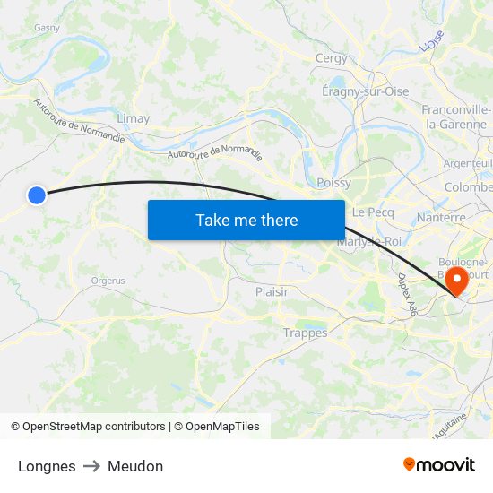 Longnes to Meudon map