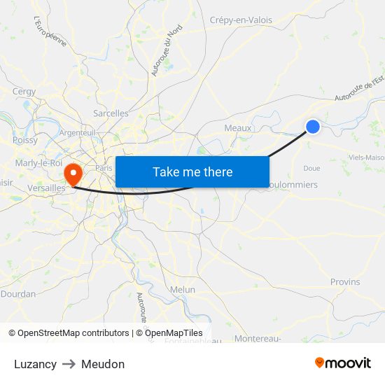 Luzancy to Meudon map