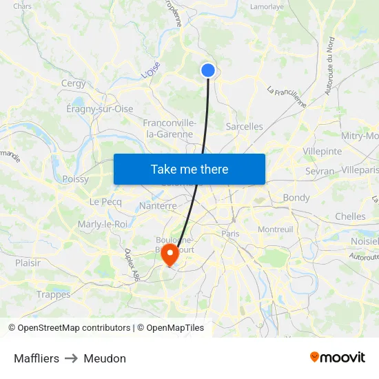 Maffliers to Meudon map