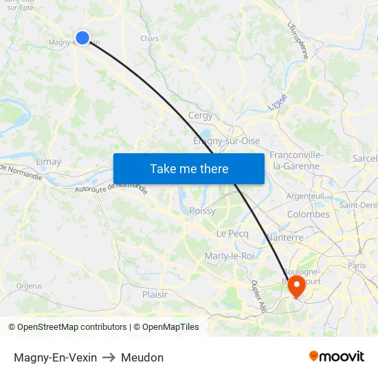Magny-En-Vexin to Meudon map