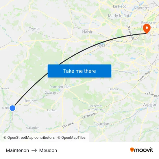 Maintenon to Meudon map