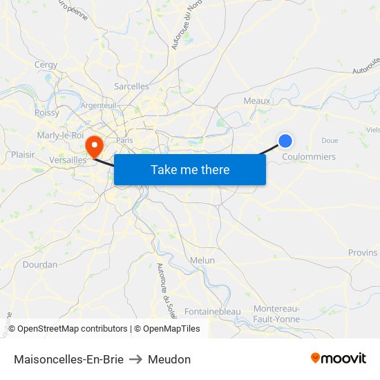 Maisoncelles-En-Brie to Meudon map