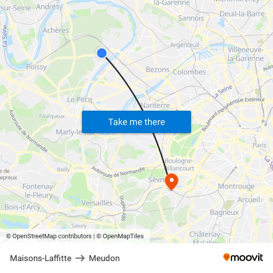 Maisons-Laffitte to Meudon map