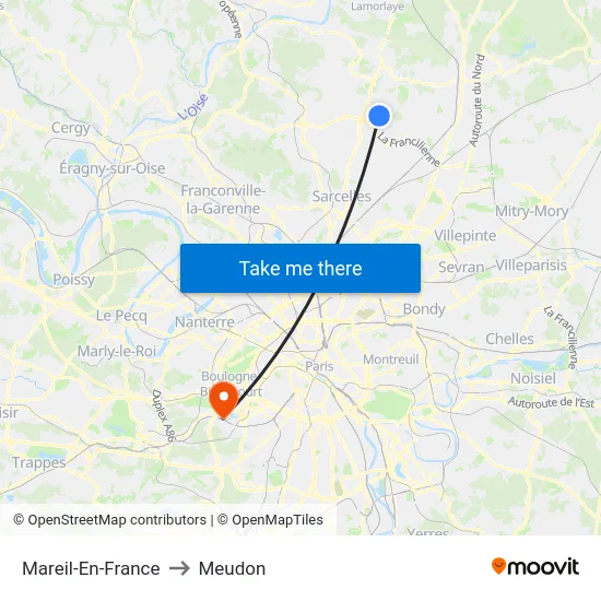Mareil-En-France to Meudon map