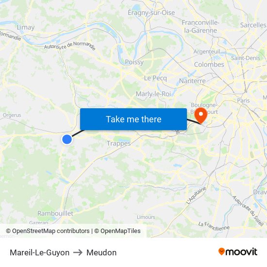 Mareil-Le-Guyon to Meudon map