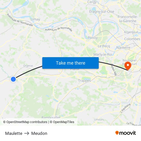 Maulette to Meudon map