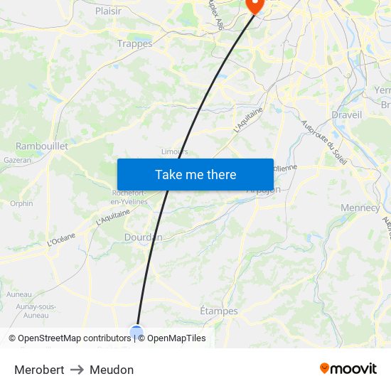 Merobert to Meudon map